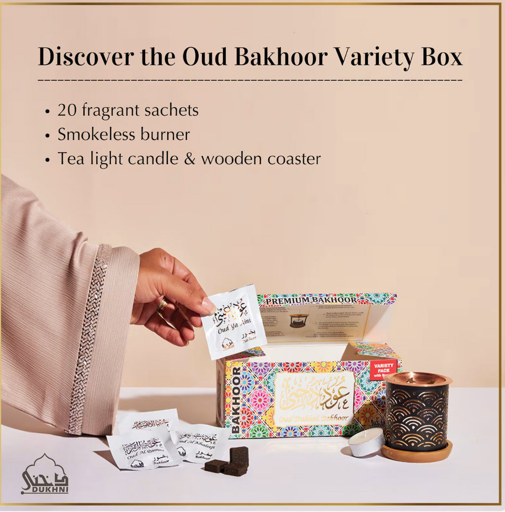 Oud Bakhoor & Burner gift Set | Arabian Incense | Starter Pack for Prayer,Relaxation,Meditation, Natural Arabic Home Fragrance | Eid Gifts