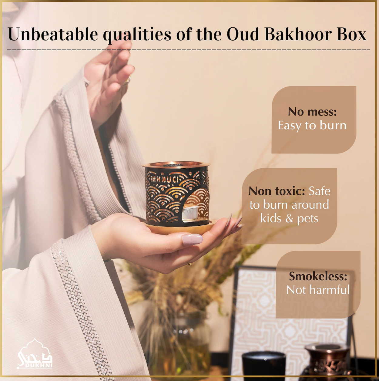 Oud Bakhoor & Burner gift Set | Arabian Incense | Starter Pack for Prayer,Relaxation,Meditation, Natural Arabic Home Fragrance | Eid Gifts
